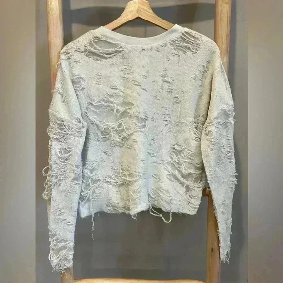 IRO Jeans Sweater Sweat Shirt Distressed Oversized Size Small off white - Picture 2 of 10